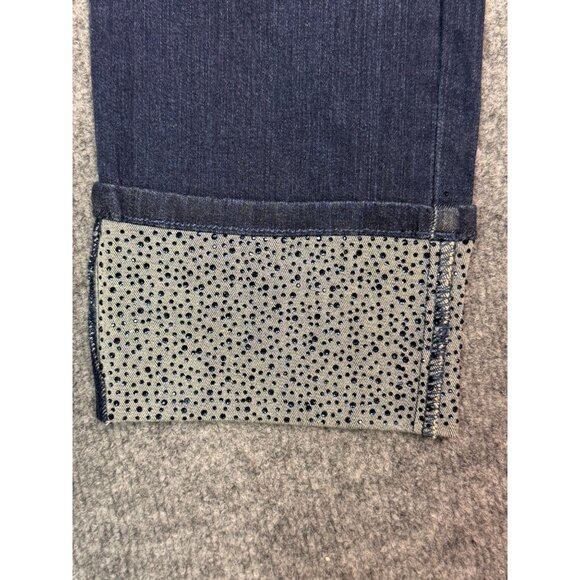 Belle By Kim Gravel  womens 2P Dark Wash Denim Pants With Embellished Cuff - Picture 8 of 13